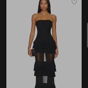 Superdown Black Strapless Ruffle Dress